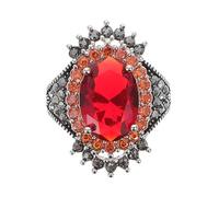 ifundom Anello da Donna Pietra Rossa, Regolabile in Rame, Stile Vintage Antico, per San e Regalo per Anniversario