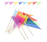 ifundom Bandiere da Giardino Colorate 16 Pezzi, Segnali Triangolari in Bambù e Poliestere, Riutilizzabili ad Alta Visibilità per Prato, Confine e Paesaggio