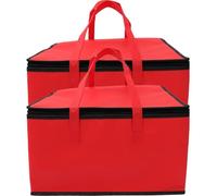 ifundom Borsa Termica Verticale Non Tessuto Cerniera e Manico, Borsa Termica Pieghevole Decorativa da 40x40x24 Cm per Alimenti da Campeggio, Picnic e Spesa, Set da 2 Pezzi Rosso