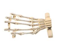 ifundom Bracciale con Teschio Gotico Rigido da Uomo con Ciondoli a Forma di Dita Scheletriche e Strass Scintillanti Accessorio Retrò per Halloween e Feste Cosplay Gioiello Punk Leggero