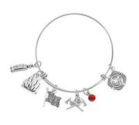 ifundom Bracciale Regolabile da Pompiere in Acciaio Inossidabile Ciondolo per Uomo e Donna Gioiello Tributo per Moglie Mamma e Figlia Pompiere Accessorio Commemorativo Resistente per