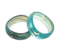 ifundom Bracciale Rigido da Donna in Acrilico Verde Trasparente 2 Pezzi, Braccialetto Geometrico Irregolare Vintage Fascia Larga e Bordi Arrotondati, Accessorio Versatile per Feste