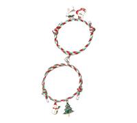 ifundom Braccialetti Natalizi Abbinati per Coppie e Amici Braccialetti Intrecciati Leggeri Ciondoli a Tema Festa Set Coordinato Uomo e Donna per Regali di Natale e Festività
