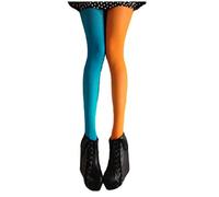 ifundom Calzamaglia Intera Donna Blu Arancione Calzamaglia Bicolore Legging Costume Taglia Libera Due Colori Calze Legging da Donna