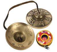 ifundom Campana a Piatti in Rame e Cotone per Trattamento Sonoro e Mindfulness, Strumento di Percussione Manuale Portatile per Meditazione e Yoga