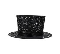 ifundom Cappello da Evocazione Magico Nero Stelle Accessorio per Spettacoli Teatrali e Feste a Tema Tessuto Confortevole per Costume da Prestigiatore Halloween Regalo Creativo per e