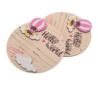 ifundom Cartello in Legno Rotondo per Bambina 2 Pezzi Targa di Nascita Unisex Personalizzata con Testo Accessorio per Foto e Decorazione Shower Ricordo Mese Primo Giorno