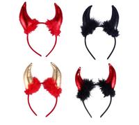 ifundom Cerchietto Corna da Diavolo 4 Pezzi per Costume Halloween Leggero ed Elastico per Feste in Maschera e Party Cosplay