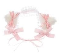 ifundom Cerchietto Orecchie da Gatto in Pizzo Lolita Rosa Accessorio Chioma Cosplay Kawaii per Feste Tea Party e Compleanni Cerchietto per Ragazze e Costumi
