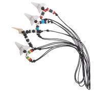 ifundom Collana Ciondolo a Forma di Dente di Squalo da Uomo, Set 4 Pezzi Regolabile in Acrilico e Legno, Gioielli da Spiaggia Surfista per Avventure Estive e Attività All’Aperto