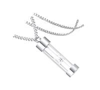 ifundom Collana Ciondolo a Forma Di Urna in Acciaio Inox Clessidra, Collana Commemorativa Unisex Catena Da 60 Cm, Gioiello Ricordo Sicuro e Resistente Per Conservare Ceneri e Piccoli Ricordi