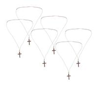 ifundom Collana Ciondolo Croce in Legno da 6 Pezzi Gioielli Religiosi Cristiani Leggeri e Resistenti Accessori Versatili per Battesimi Bomboniere e Specchietto Retrovisore Auto