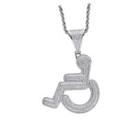 ifundom Collana con Ciondolo Sedia Rotelle Zirconia Gioiello Unico Hip Hop Resistente e Brillante Decorazione da Collo Unisex per Stile Urbano