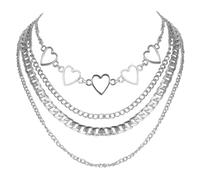ifundom Collana Donna Multi-strato Elegante con Cuore Traforato Design Semplice e Luminoso Gioiello Moda per Ragazze e Occasioni Speciali