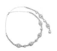 ifundom Collana Pendente e Catena Posteriore in Cristallo per Sposa | Argento, Lavorazione Fine e Spessore Evidente, Stile Creativo Elegante, per Matrimonio, Laurea e Festa