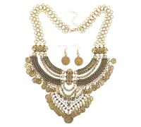 ifundom Collane per Donna con Monete Stile Vintage Bavaglino alla Moda Catena Spessa Set di Collane Etniche per Donne Accessori per Feste e Festival
