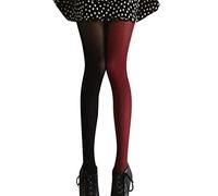 ifundom Collant a Figura Intera Rosso Scuro Nero Donna Collant Bicolore Legging Costume Taglia Libera Due Calze Legging da Donna