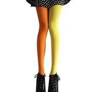 ifundom Collant Donna Giallo Arancio a Tutta Lunghezza Collant Bicolore Legging Costume Taglia Libera Due Calze Legging da Donna