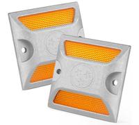 ifundom Confezione da 2 catarifrangenti stradali da 4 pollici, marcatori stradali ad alta riflettività per dossi, marciapiedi, attraversamenti pedonali, autostrade e vialetti.