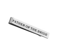 ifundom Fermacravatta Semplice e Decorativo Inciso in Acciaio Titanio Colore Argento Stile Business Occidentale per Padre della Sposa Accessorio Comodo per Matrimoni