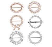 ifundom Fermagli per Sciarpa e Camicia in Metallo Strass Anelli Decorativi per Magliette Oversize Set da 6 Pezzi per Donna Clip Rotonde Eleganti per Fissare Sciarpe e Abbigliamento