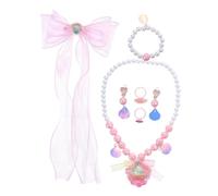 ifundom Gioielli Bambina Tema Sirena e Principessa con Fermagli Collana Bracciale Perla e Anello Accessori Leggeri e Comodi per Feste Compleanno e Gioco di Ruolo