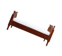 ifundom Letto Matrimoniale in Legno con Cuscino Realistico Accessorio Vintage per Camera da Letto in Miniatura Mobile per Gioco di Ruolo e Casa delle Bambole