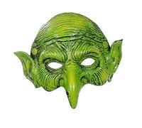 ifundom Maschera da Strega a Mezza Faccia Verde Elastico Regolabile, Maschera Horror da Cosplay per Feste di Halloween e Carnevale, Accessorio Scenico e Adulti