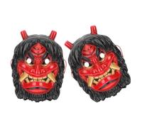 ifundom Maschere di Halloween Tengu Giapponesi 2 Pezzi in Plastica Rossa per Cosplay da Demone e Feste di Carnevale Maschere da Diavolo Spaventose per Cosplay e Mascherate