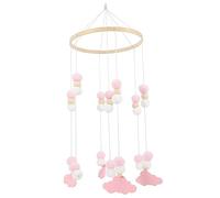 ifundom Mobile da Culla in Legno con Stelle, Animale e Palline in Feltro, Campanello Decorativo per Cameretta Bambino Bambina, Favorisce la Manualità e Rilassa L'emozione