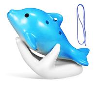 ifundom Ocarina a Forma Di Delfino in Ceramica 6 Fori Con Supporto Per Mano, Tracolla Azzurra e Libro Di Canzoni in Inglese Per Principianti