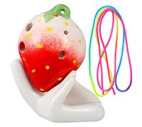 ifundom Ocarina Musicale Forma Di Fragola Con Strumento Ragazzo Ragazza e Principianti Completa Di Laccetto e Partitura Inglese Sviluppare La Musicale