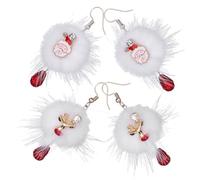 ifundom Orecchini Natalizi Pendenti per Feste da Donna e Bambine, Set 2 Paia Ciondoli Soffici a Forma di Pupazzo di Neve e Renna, Gioielli Luminosi e Leggeri per Eventi Invernali