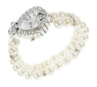 ifundom Orologio da Polso al Quarzo da Donna Cinturino a Doppio di Perle Simulate, Braccialetto Elastico Elegante e Resistente, Accessorio Moda Casual per Feste e Appuntamenti