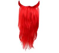 ifundom Parrucca con Corna Diavoletto Rosso in Pet per Halloween e Cosplay Party, Accessorio Costume con Chioma Realistici e Comodi