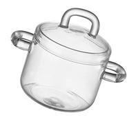 ifundom Pentola in Vetro con Coperchio, Casseruola in Vetro Trasparente da 350ml, Resistente al Calore, per Cucinare Zuppe e Ramen, per Piccoli Spazi e Uso All'aperto Stile Stili multipli