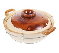 ifundom Pentola per Stufato in Terracotta Cinese da 0,8 l Doppio Manico e Coperchio, Resistente al Calore, per Cucina Domestica e Ristoranti