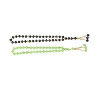 ifundom Perline da Preghiera Tasbih Musulmana 33 Perline in Cristallo Nero e Verde Set 2 Pezzi Portatili per Culto Islamico Meditazione e Uso Religioso per Preghiere in Viaggio e a
