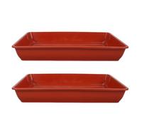 ifundom Plastica Vassoio Quadrato 13 Pollici 2 Pezzi, Rosso, per Piante | Impilabile, Superficie Liscia e Piatta, Raccoglie L'acqua in Avanzo, per Balcone e Davanzale