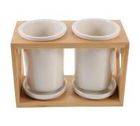 ifundom Porta Posate in Ceramica Bambù, Scolapiatti e Contenitore | Design Semplice e Originale, per Posate, Adatto alla Cucina Domestica Quotidiana