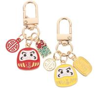 ifundom Portachiavi Daruma Giapponese in Ceramica Set da 2 Ciondoli Portafortuna per Borse e Zaini Ornamenti Decorativi Feng Shui per e Adulti Accessori Simbolici di Fortuna e