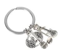 ifundom Portachiavi Decorativo Tema Musicale con Ciondoli Chitarra Microfono e Note Musicali in Metallo Regalo Originale per Musicisti e Amanti della Musica Accessorio Unisex per Borse e