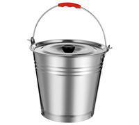 ifundom Secchio per Carbone da Barbecue in Acciaio Inox con Coperchio 8l, Contenitore Multifunzionale per Cenere da Esterno e Interno, Design Antiruggine con Maniglia Rialzata per Uso