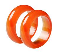 ifundom Set 2 Anelli di Promessa in Corniola Rossa e Agata Naturale per Coppie, Fede Nuziale Leggera Design Coordinato, Gioielli Etnici da Fidanzamento, Regalo Matrimonio