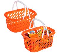 ifundom Set 2 Cestini Portaoggetti per Giocattoli con Manico, Cestino della Spesa in Plastica Abs Resistente, Cestino Portaoggetti Bagno e Cameretta , Gioco di Finzione Carrello Spesa