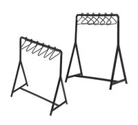 ifundom Set 2 Mini Appendiabiti per Bambole in Plastica Nera con 6 Mini Grucce Organizer Salvaspazio per Vestiti Bambole Accessori per Mobili e Giochi di Finzione