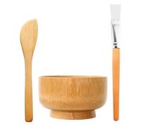 ifundom Set 3 Pezzi per Miscelare Maschere Viso in Legno Naturale Spatola e Pennello per Peeling Delicato, Ciotola Modulante per Maschere Viso Fai da Te a Casa