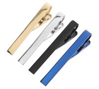 ifundom Set 4 Fermacravatte da Uomo in Metallo Spazzolato Color Oro Argento Nero e Blu Scuro - Clip a Pinza Resistente e Liscia - Accessori Eleganti per Abiti da Lavoro e Cerimonie