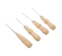 ifundom Set 4 Pezzi Punteruolo per Cuoio Manico in Legno a Forma di Zucca Strumenti per Punzonatura Artigianale Pelle Teste Dritte e Piegate Attrezzi per Cucito Rilegatura Libri e