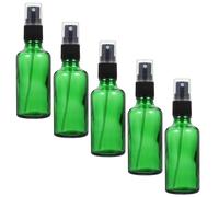 ifundom Set 5 Bottiglie da Viaggio in Vetro Verde 50ml, Ricaricabili e Antigoccia per Profumo ed Olio Essenziale, per Viaggi e Business Trip